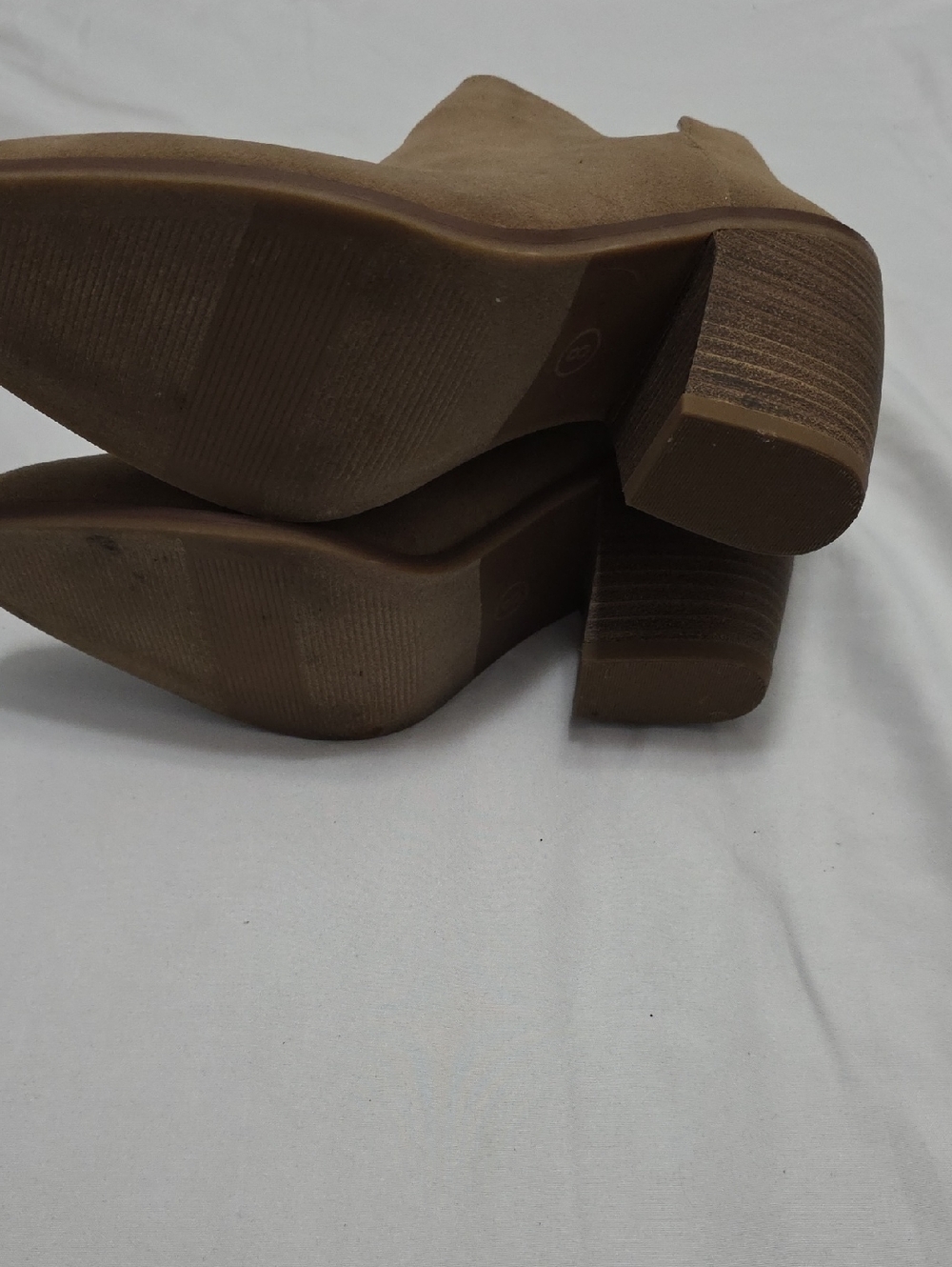 Women's Suede Ankle Booties in Tan - Stylish Block Heel - Picture 9 of 11